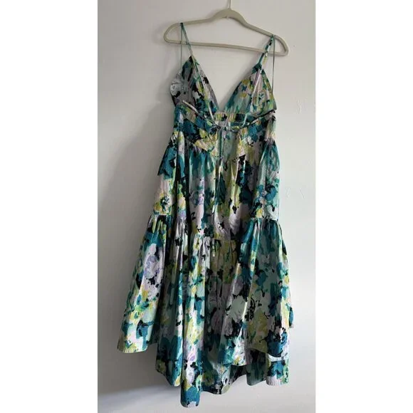 Flawed New Free People Long Love Triangle Printed Embroidered Midi Dress Size XL - Picture 2 of 8